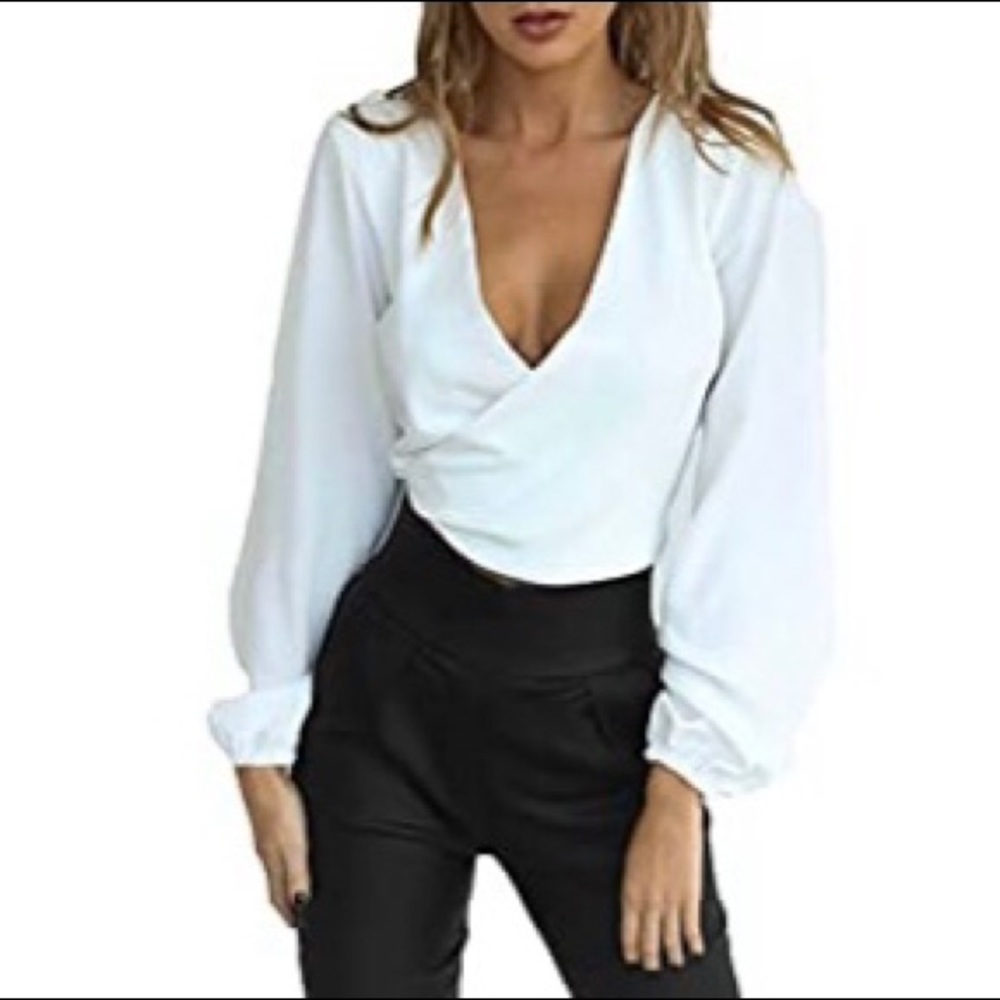 Brand new wrap crop top with open back